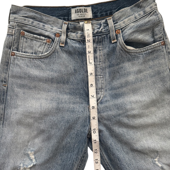 AGOLDE Distressed Straight Leg Jeans Blue Size 24 - Picture 9 of 14
